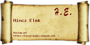 Hincz Elek névjegykártya