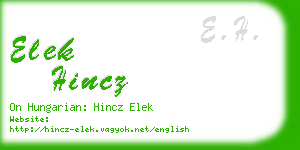 elek hincz business card